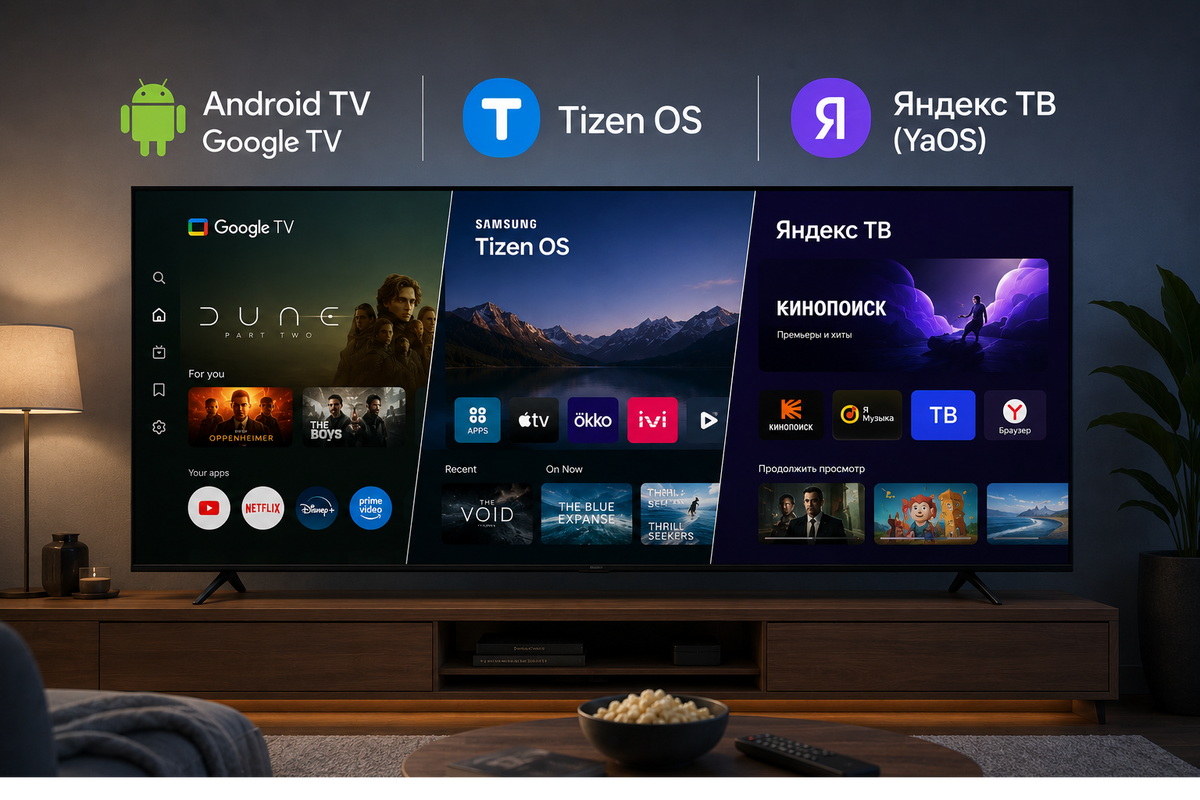 Google TV, Tizen или Яндекс ТВ: какую ОС выбрать
