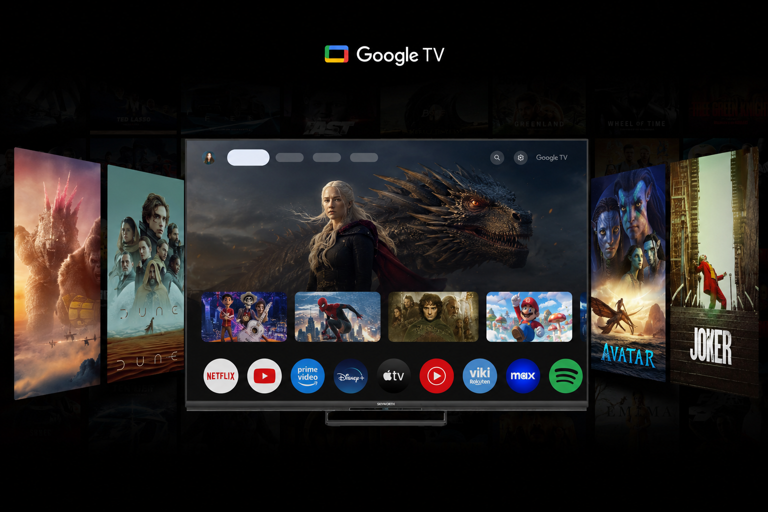 Интерфейс Google TV на телевизоре SKYWORTH 75X87G
